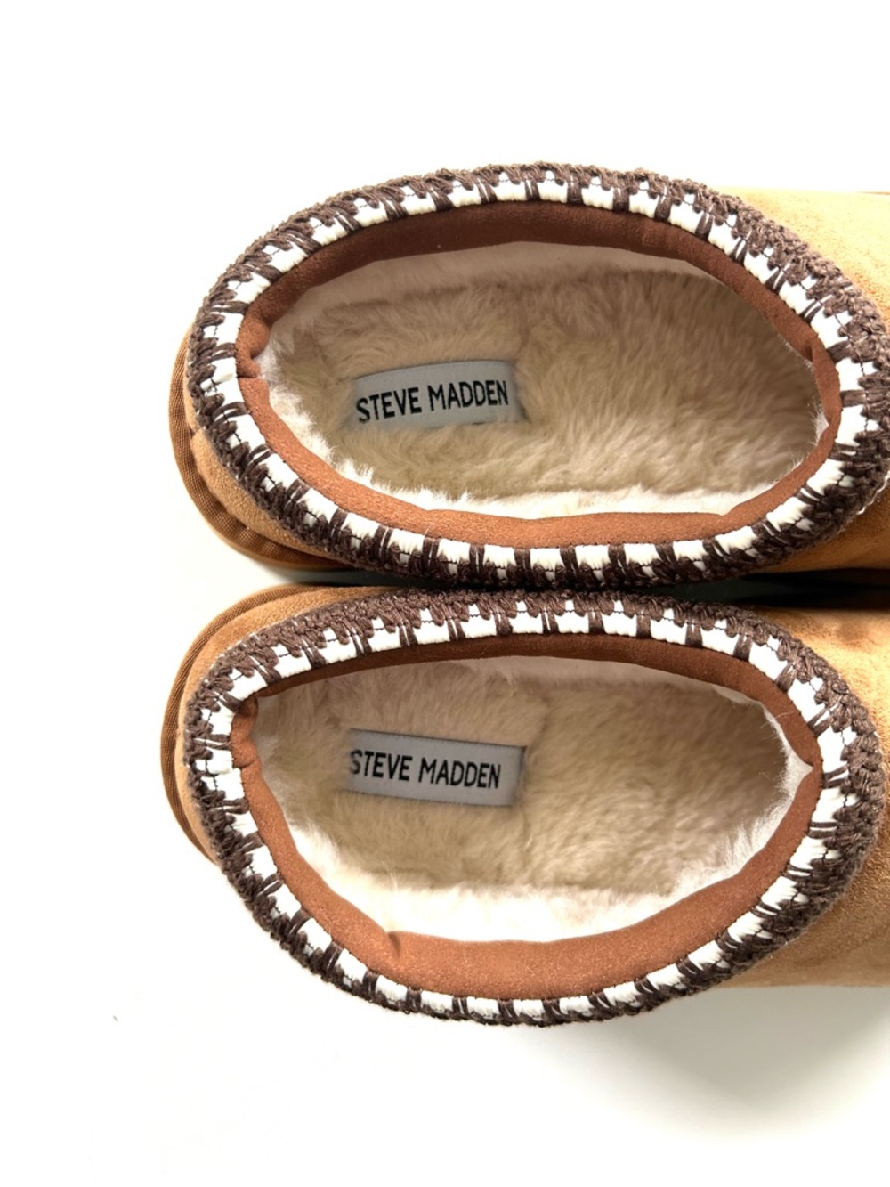 Steve Madden Selena Brown Chestnut Suede Faux Fur Lined Slip-On Mule Slippers - Picture 9 of 10